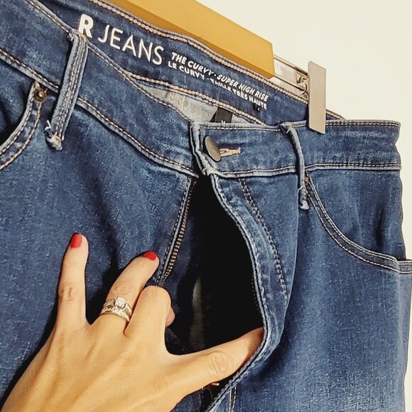R Jeans Women's Blue Cotton Blend The Curvy Super High Rise Skinny Jean Size 34 - Picture 5 of 13